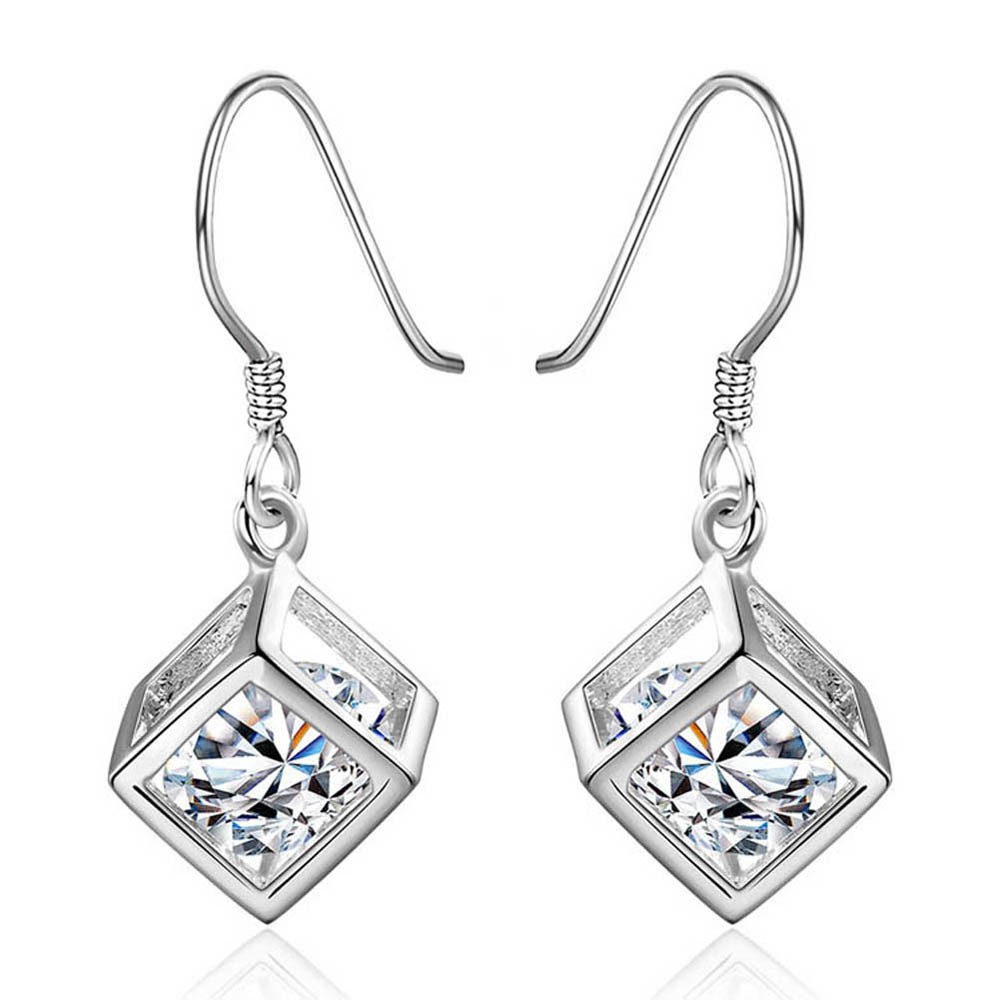 1pair Earring Crystal Cube Shape Earrings