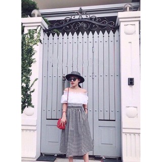 Sét váy caro dài xinh xinh