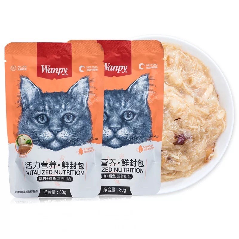 COMBO 14 GÓI Pate WANPY Cao Cấp cho Mèo Mix Đủ Vị gói 80g | Vie PETSHOP
