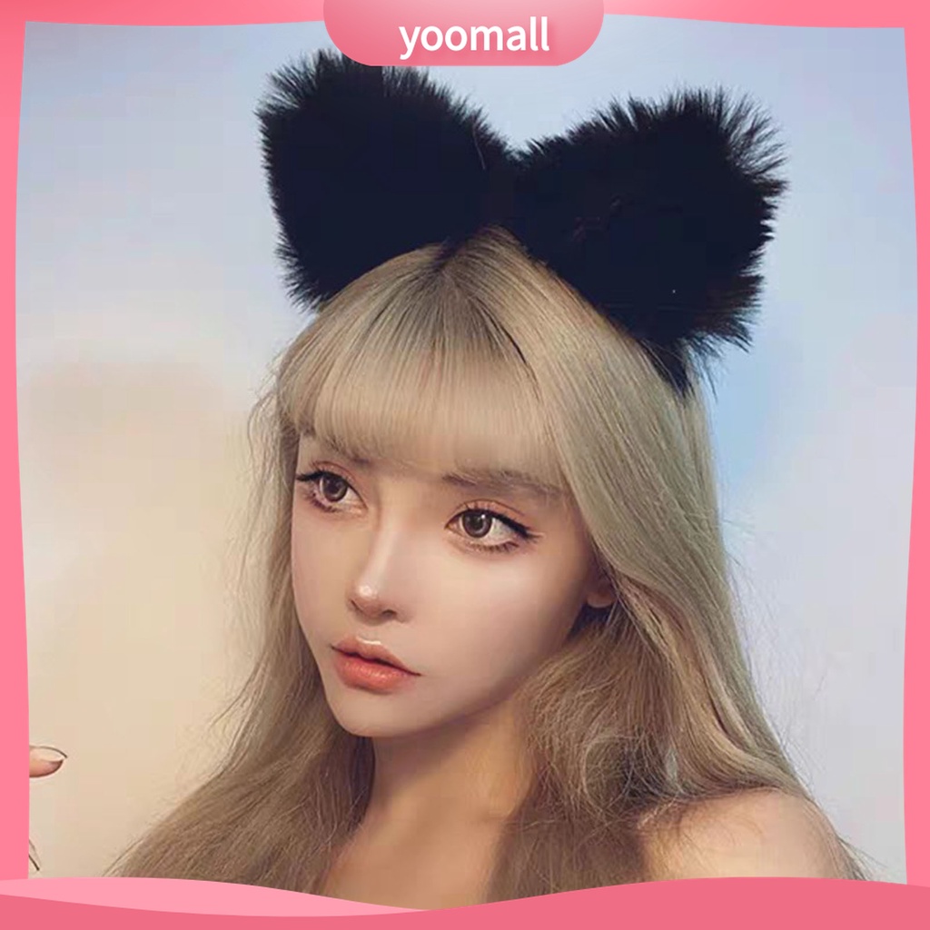 Yomall♡ Băng Đô Cài Tóc Tai Mèo Bông Dài Dễ Thương Dùng Hóa Trang Nhân Vật Anime