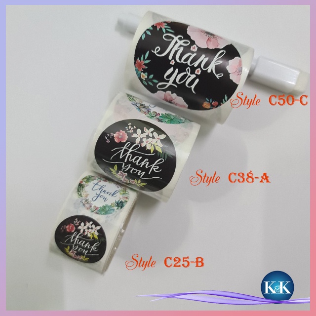 ❧K&K☙ SET 50 MIẾNG DÁN IN CHỮ THANK YOU 50MM