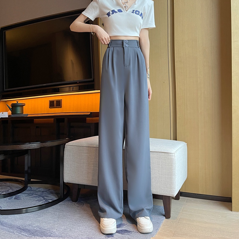 Quần SUXI ống rộng lưng cao màu sắc đơn giản thời trang dành cho nữ