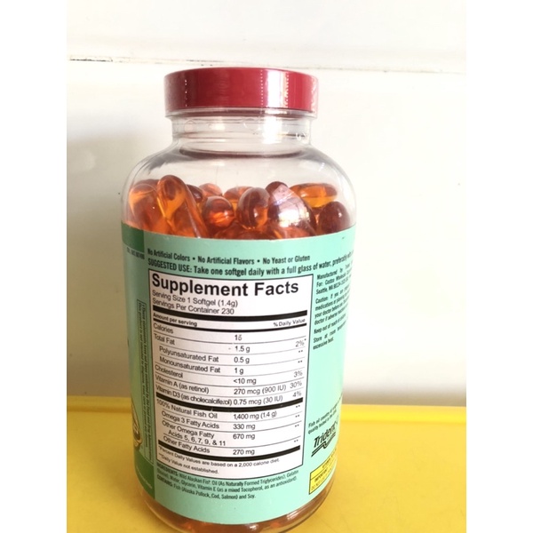 Dầu cá Kirkland Wild Alaskan Fish Oil- hộp 230 viên Mỹ