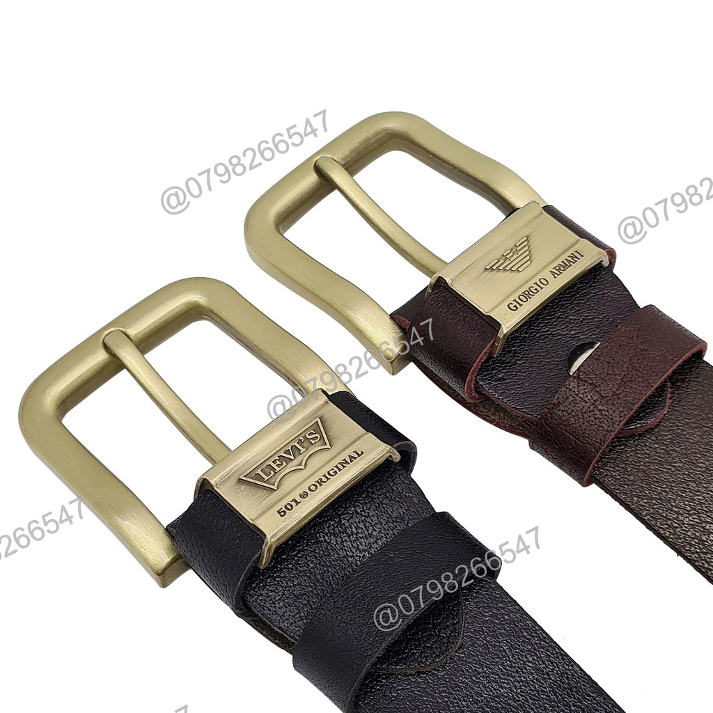 Dây da bò thắt lưng nam DHM-295 | Đầu khoá kim kiểu tròn mạ đồng thời trang | Bảo hành 12 tháng