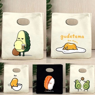 Bơ & Sushi Gudetama Trứng Lười Túi Ăn Trưa Hoạt Hình Vui Nhộn Trẻ Em Bento Túi Làm Mát Bữa Sáng Nhiệt Hộp Thực Phẩm Di Động Dã Ngoại Trường Du Lịch