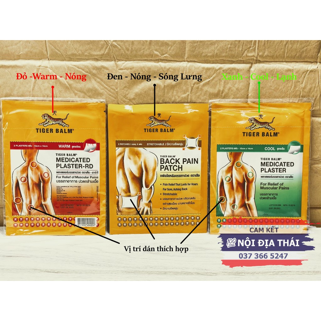 Cao Dán Con Hổ Thái Lan Đủ Size - Tiger Balm Medicated Plaster- RD Warm & Cool & Back Patch