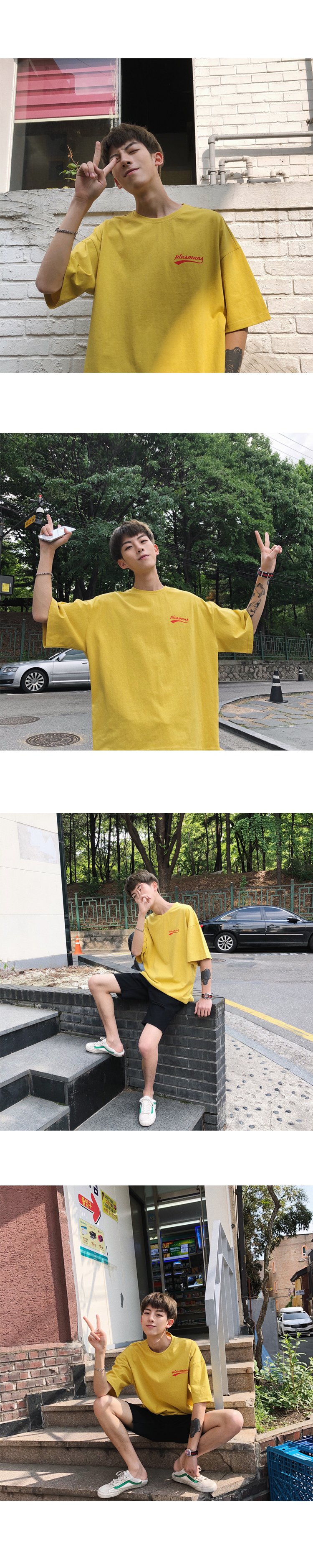 【3 Colors】S-3XL Oversized Tshirt Couple Shirts Korean Tops Men's Large-size Short-sleeved T-shirts Men's Ins Students Loose Clothes Summer Trend Half-sleeved T-shirts Men's Wear