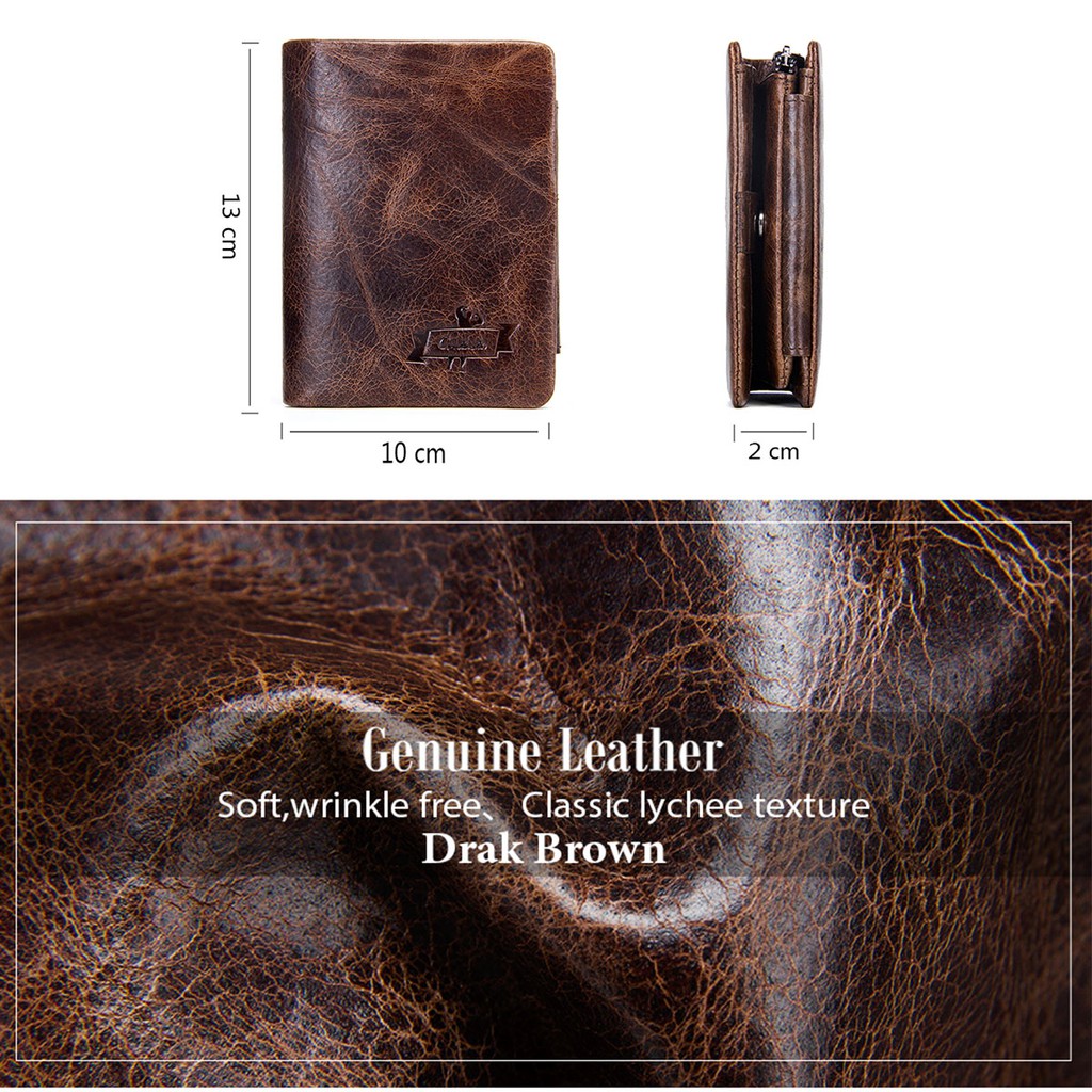 Ví Da Thật CONTACT’S Dạng Ngắn Thời Trang Lịch Lãm Dành Cho Nam