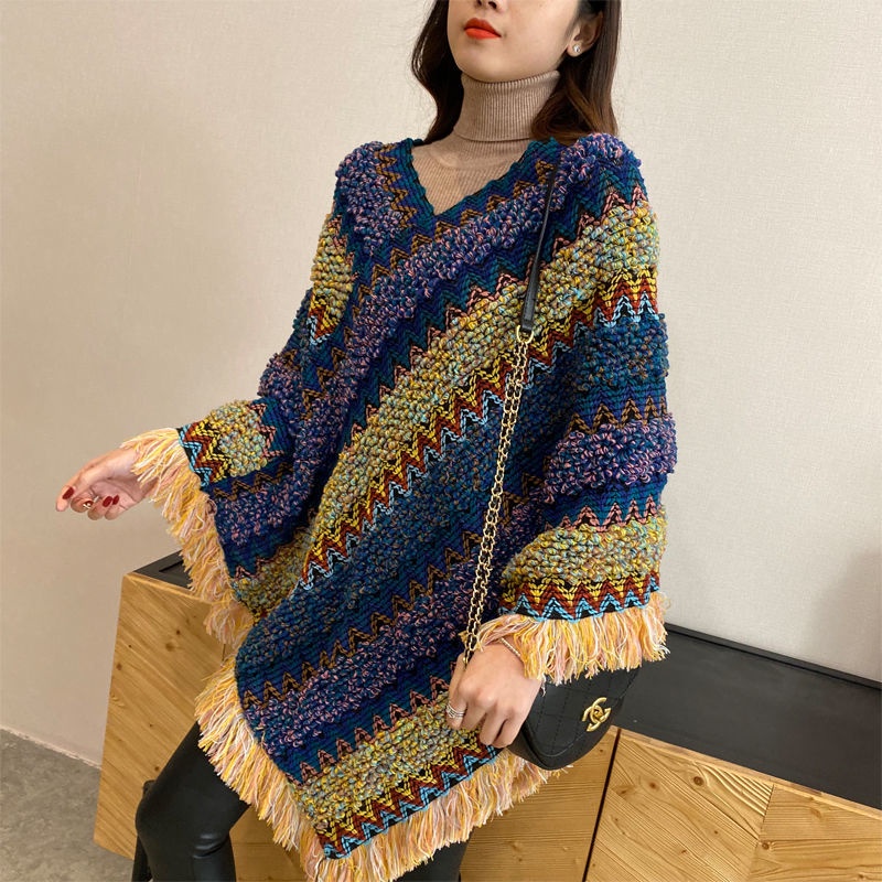 Áo khoác len dáng rộng họa tiết kẻ sọc thời trang thu đông phong cách Hàn Quốc cho nữ
 | BigBuy360 - bigbuy360.vn