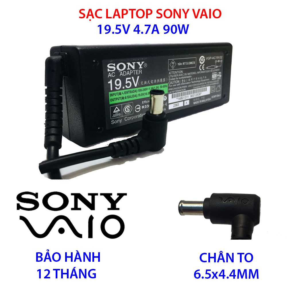 SẠC LAPTOP SONY VAIO 19.5V 4.7A 90W BẢO HÀNH 12 THÁNG