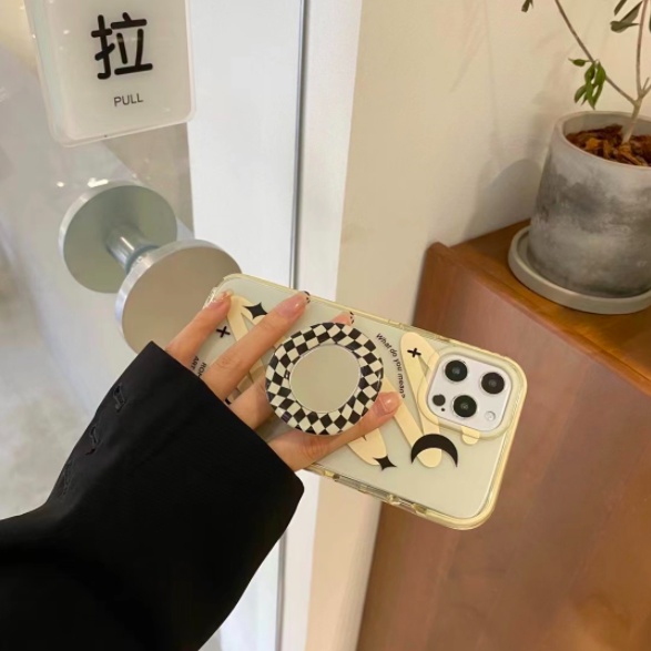 Pop gương tròn kẻ đen