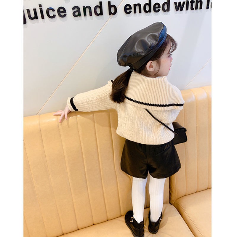 ❤Áo sweater Dệt Kim Tay Dài Màu Sắc Tương Phản Phong Cách Phương Tây Thời Trang Thu Đông 2021 Cho Bé Gái