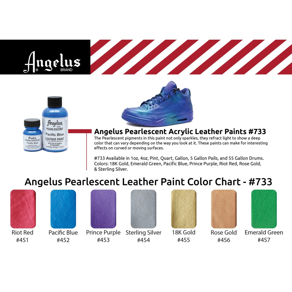 Màu acrylic vẽ lên da, vải Angelus Leather Paint (Pearlescent) – 29.5ml (1Oz)