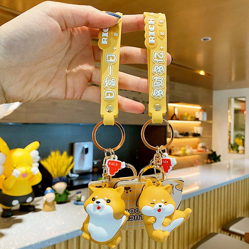 Internet Celebrity Lucky Little Wangchai Keychain Female Cute Cartoon Shiba Inu Key Pendants Creative Birthday Gift Key Chain Auto department store supplies