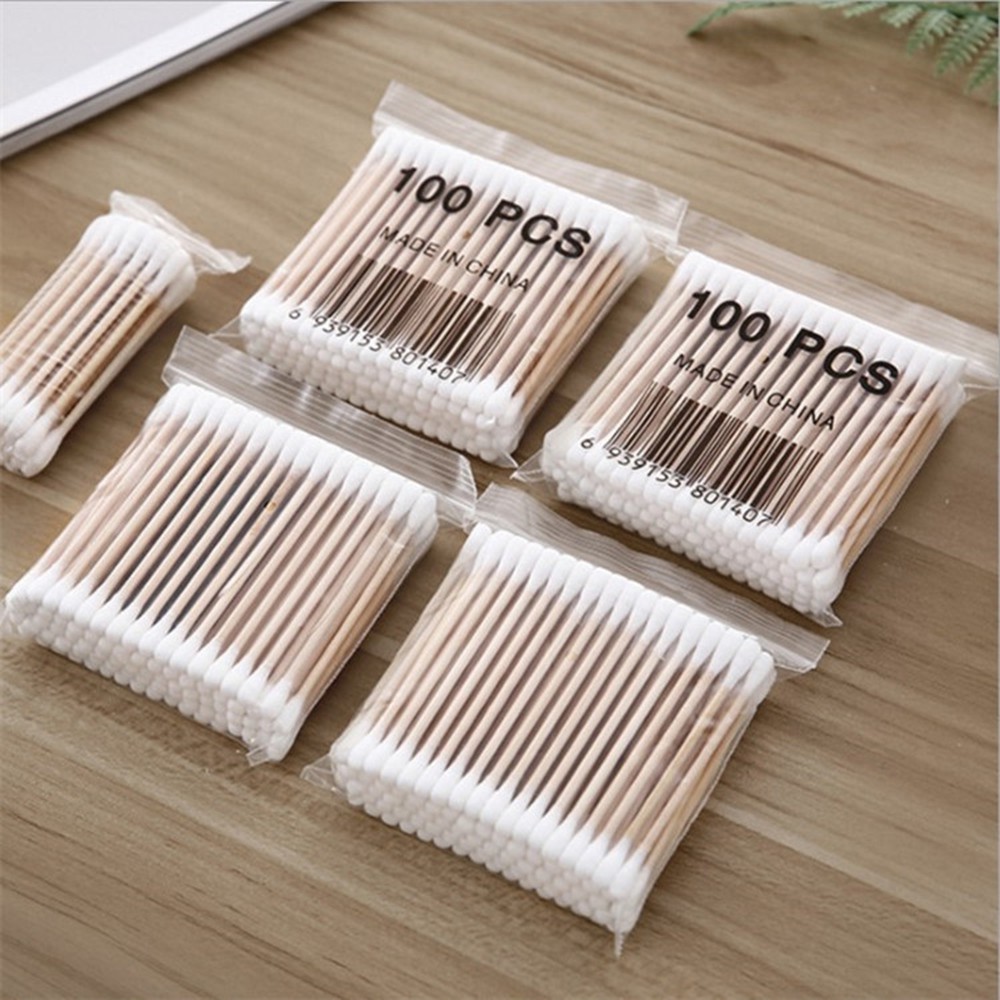 Túi 100 Tăm Bông Hai Đầu Dùng Một Lần Đa Năng Tiện Dụng