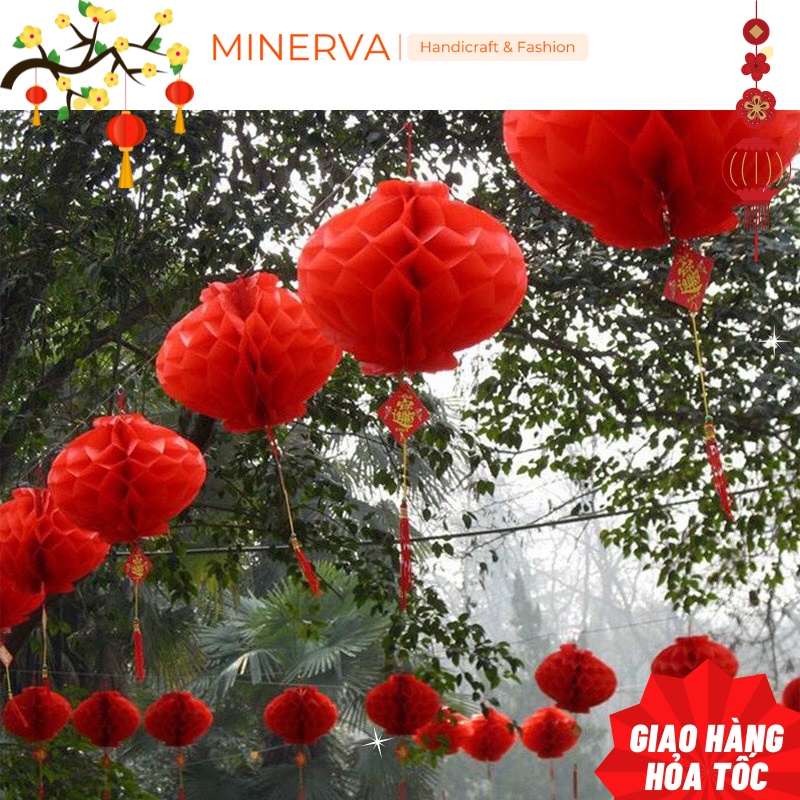 Bộ 10 Lồng đèn đỏ giấy dầu trang trí tết, trang trí lễ tiệc cưới hỏi , trang trí nhà cửa nhiều kích thước