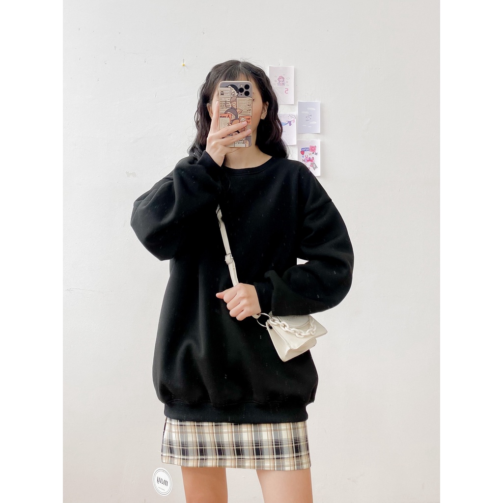 [HÀNG CÓ SẴN] Áo nỉ oversize May Boutique áo nỉ dài tay trơn màu Đen ABS21H_110.001_BL_F | BigBuy360 - bigbuy360.vn
