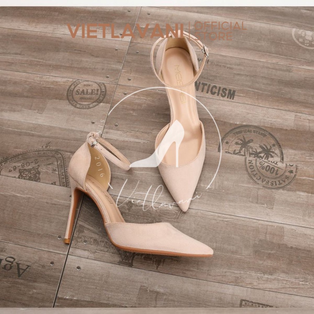 Giày cao gót nữ mã LCC50 da lộn trẻ trung, sang trọng gót nhọn cao 7cm