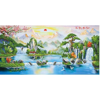 Tranh gắn đá toàn bộ tự làm  - Phong cảnh sơn thủy hữu tình