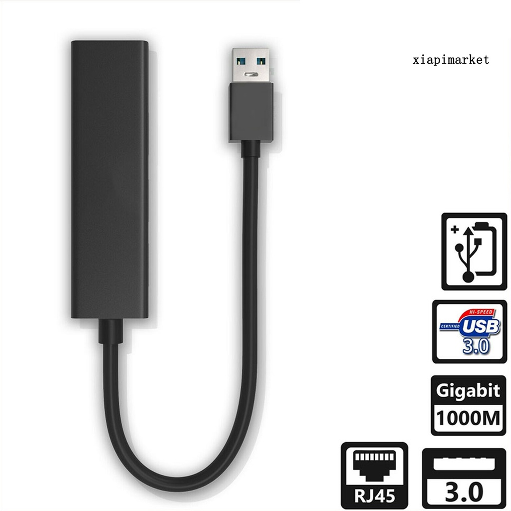 LOP_USB 3.0 Gigabit Ethernet Lan RJ45 1000Mbps Network Adapter 3 Ports Hub for Mac PC Switch