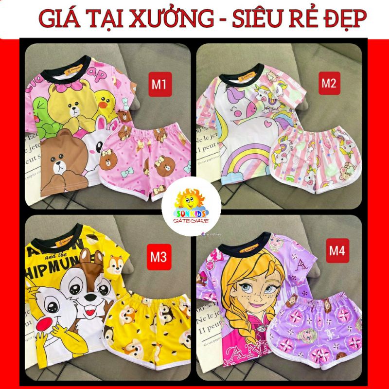 (20kg - 40kg) GBC10 Bộ ngố thun 3D in hình siêu xinh cho bé gái size đại từ 22 đến 40kg