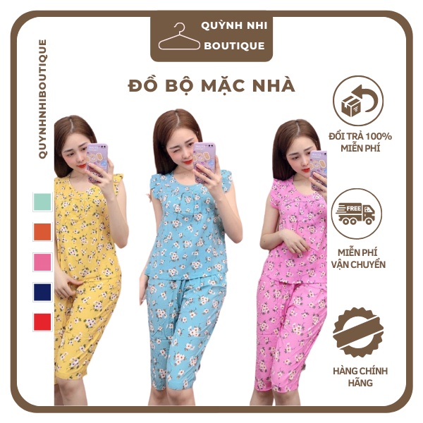 Đồ Bộ Mặc Nhà Nữ Set Mặc Nhà Quần Lửng Chất Liệu Tole Cao Cấp Họa Tiết Hoa Nhí Dễ Thương Có Size 40-75kg - TL32