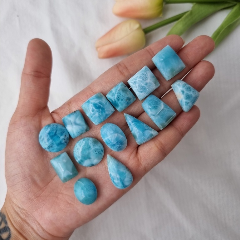 Mặt đá Larimar Dominica, viên đá của vùng biển Atlantis, đá thach anh, đá thanh tẩy Tarot, Reiki, phong thủy