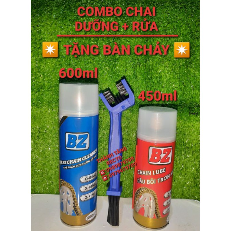 COMBO BZ 600ml-450ml CHAI DƯỠNG + CHAI VỆ SINHTẶNG BÀN CHẢY CHÀ SÊN