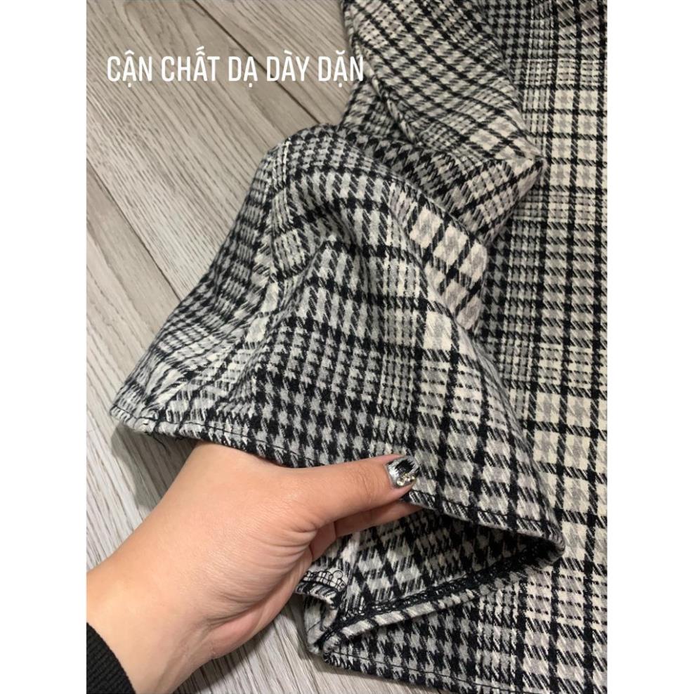 Set Đồ Nữ Thu Đông 2021 Váy yếm dạ caroi áo phối tay ren trắng dài Ulzzang Set Váy dáng chữ A Nữ .