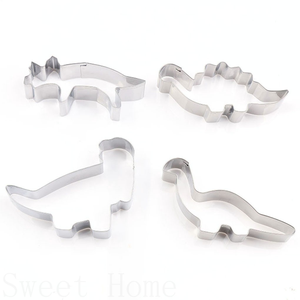 4 Khuôn Cắt Bánh Quy Hình Khủng Long Bằng Thép Không Gỉ