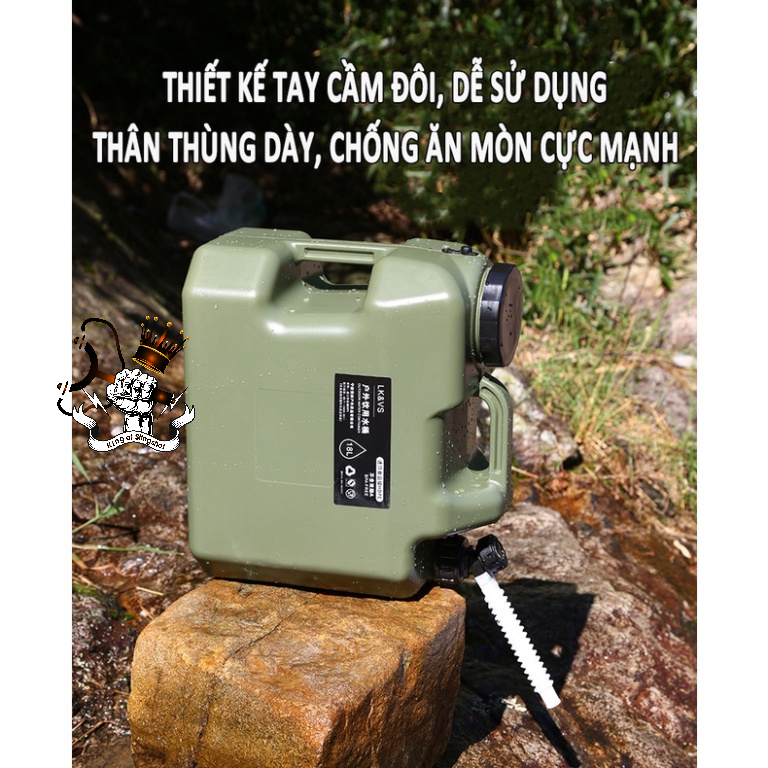 Bình đựng nước cắm trại du lịch dã ngoại di động ngoài trời, có van khóa, có vòi nối dài tiện lợi - DCP9