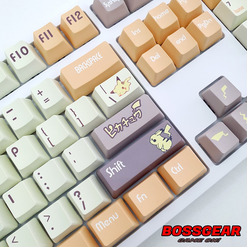 Keycap 108 Phím PBT Dye Sub Pikachu 5 mặt cực đẹp ( Thick PBT, OEM Profile, Ansi Layout)