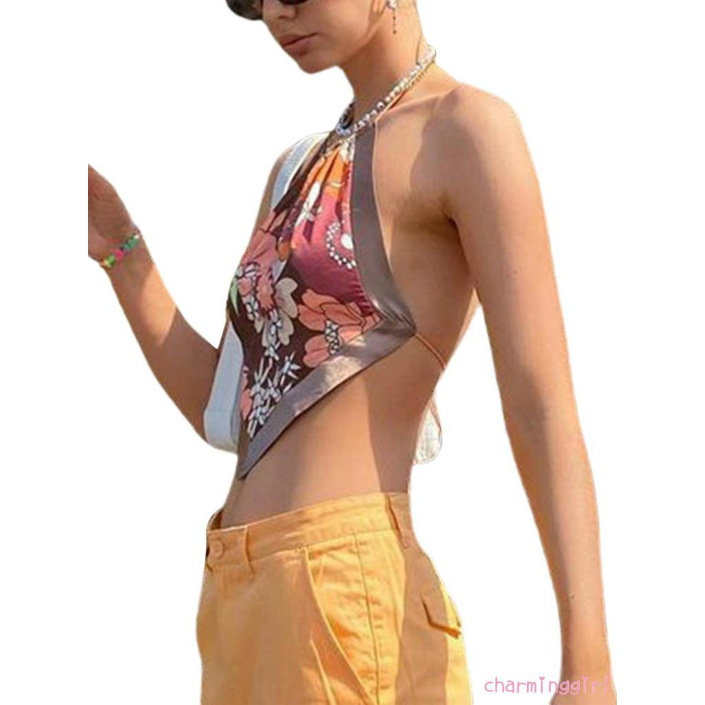 Áo Lửng Hai Dây In Hoa Phong Cách Bohemian Quyến Rũ Dành Cho Nữ