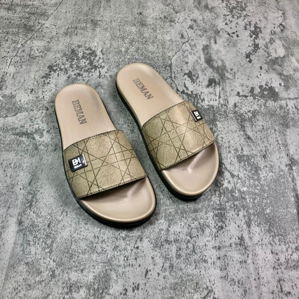 Dép nam quai ngang Beman B2, quai dép da sít nguyên tấm hai lớp cao cấp, đế cao su non nguyên khối 2 lớp