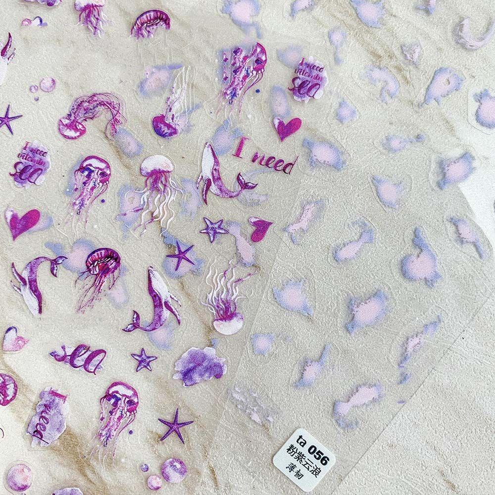 Nhãn Dán Trang Trí Móng Tay Hình Cá Voi Đám Mây Siêu Mỏng Màu Sắc Đẹp Mắt