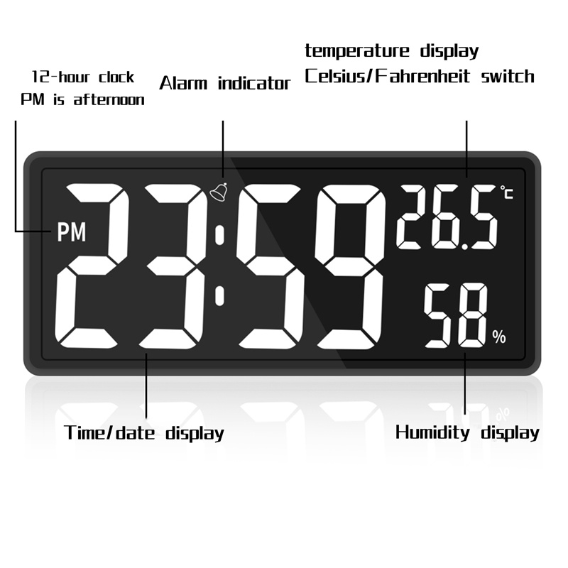 Đồng Hồ Điện Tử Màn Hình LED Kỹ Thuật Số Hiển Thị Nhiệt Độ Và Độ Ẩm Cho Nhà Nông Trại