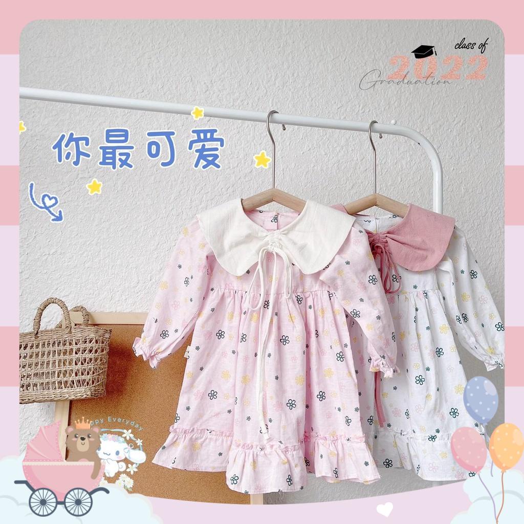 Váy thu dài tay mozikids dáng đuôi cá cổ nơ rút cực xinh