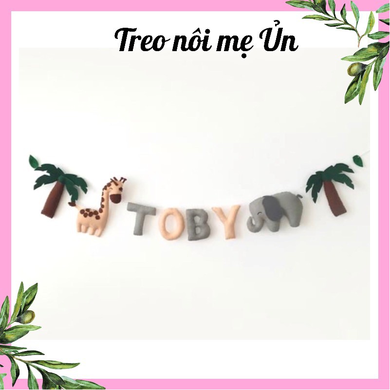 Dây trang trí tường, trang trí nôi cũi cho bé mẫu CHỮ VÀ HƯƠU