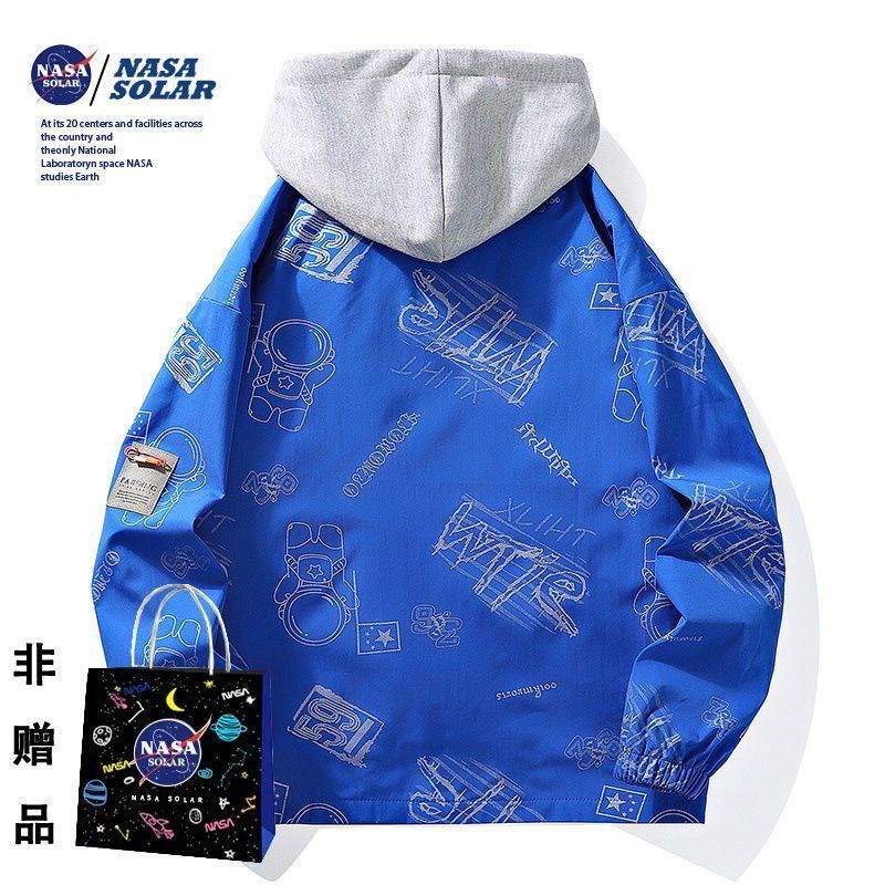 Hàng Có Sẵn Áo Khoác Giả Hai Lớp Có Mũ Trùm Đầu In Hình NASA Thời Trang Thu Đông Mới Dành Cho Nam Nữ Sinh