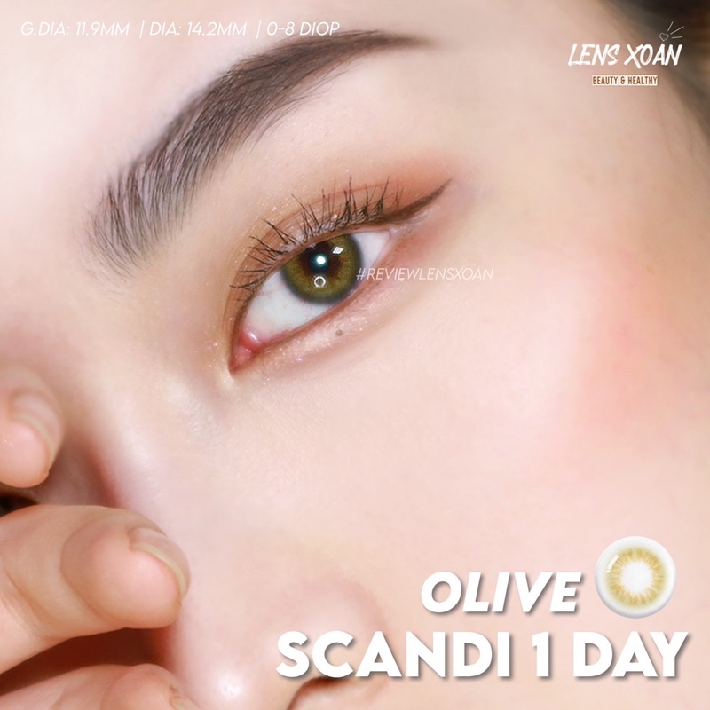 KÍNH ÁP TRÒNG 1 NGÀY SCANDI OLIVE CỦA OLENS: LENS XANH LÁ TRONG TỰ NHIÊN | LENS XOẮN