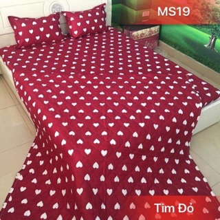 Bộ Chăn Ga Gối Hè Thu 5 Món - Tim Đỏ