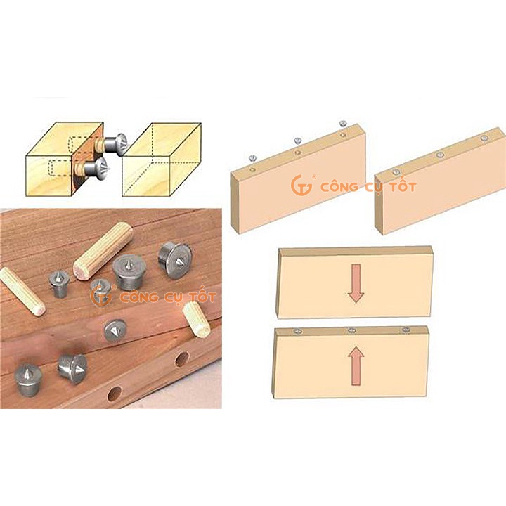 Bộ 8 chốt lấy tâm gỗ 6-8-10-12mm