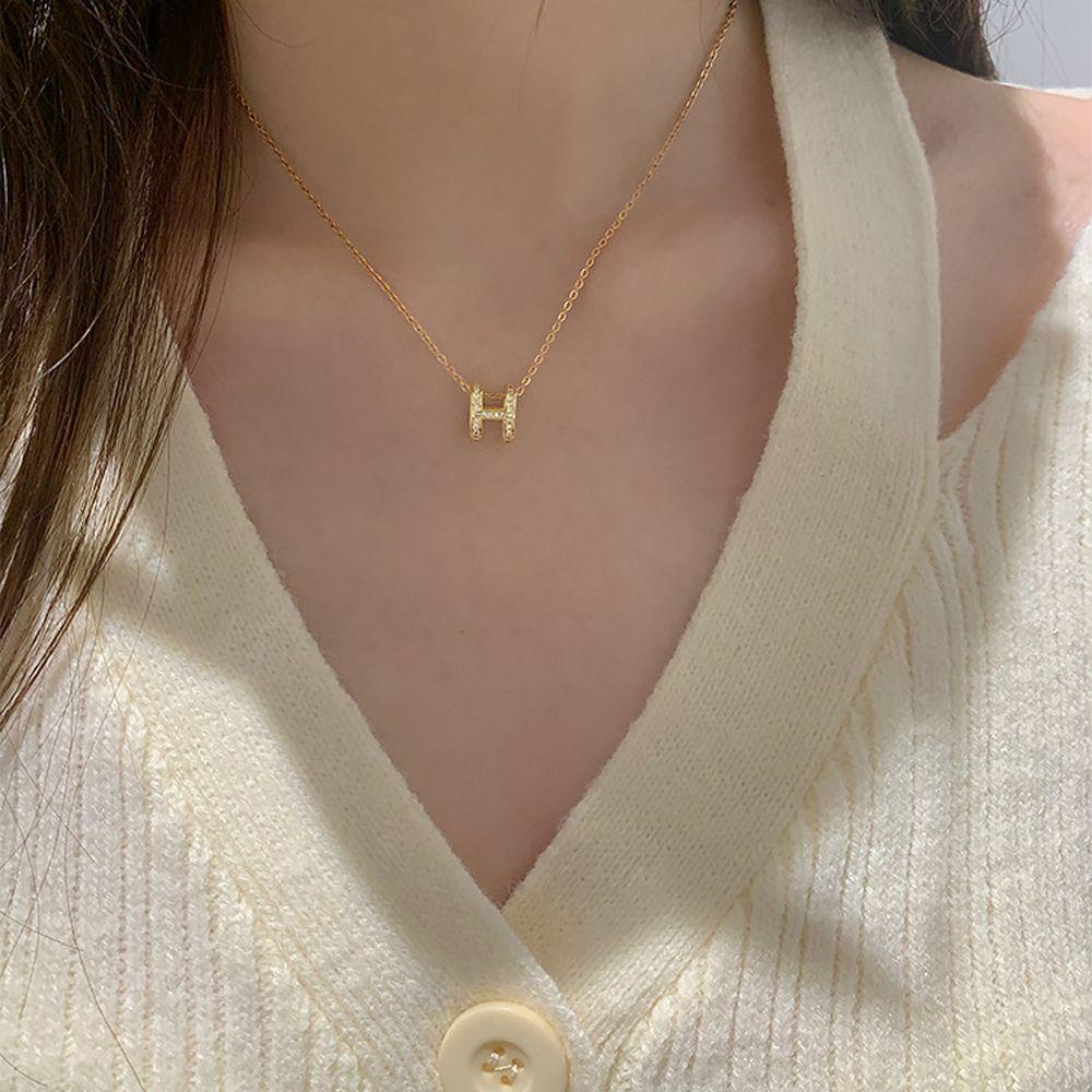 AROMA Dây Chuyền Thép Titan Mặt Chữ Phong Cách Vintage Hàn Quốc Cho Nữ