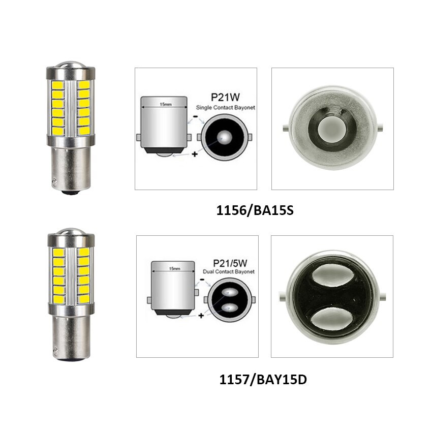 Bộ Đèn Led Chân 1156 - 33SMD 5630 Dạng Cầu Lồi Cho Xi Nhan, Báo Rẽ, Đèn Hậu, Đèn Lùi Cho Ô tô Xe Máy