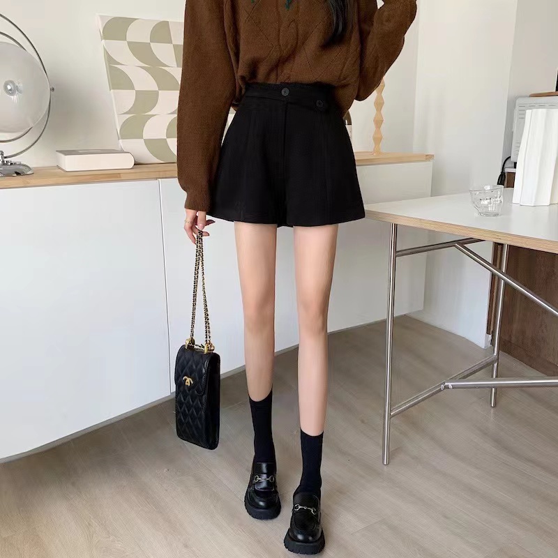 Quần Short Len Lưng Cao Ống Rộng Thiết Kế Mới Thời Trang Mùa Thu Dành Cho Nữ