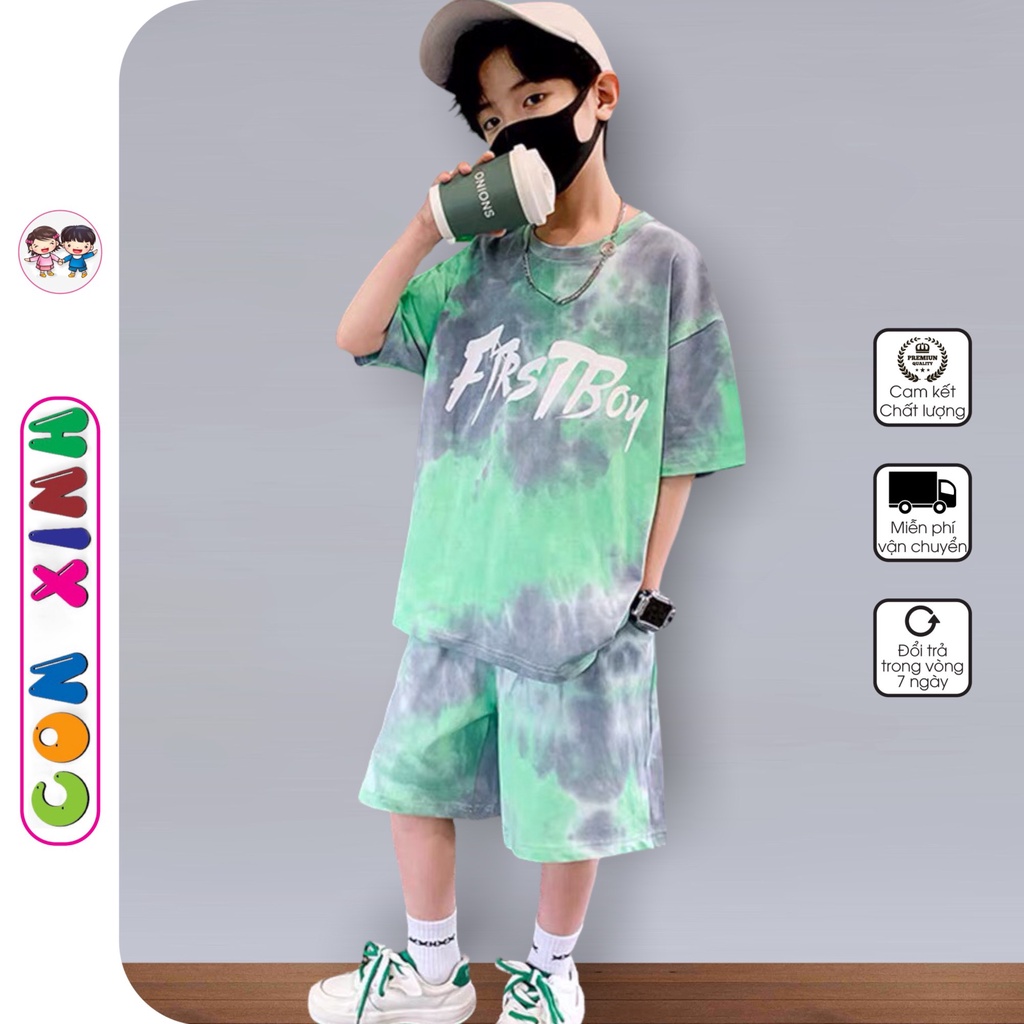 Bộ đồ bé trai Con Xinh cotton in loang FIRSTBOY,thời trang dành cho trẻ em từ 4 đến 10 tuổi