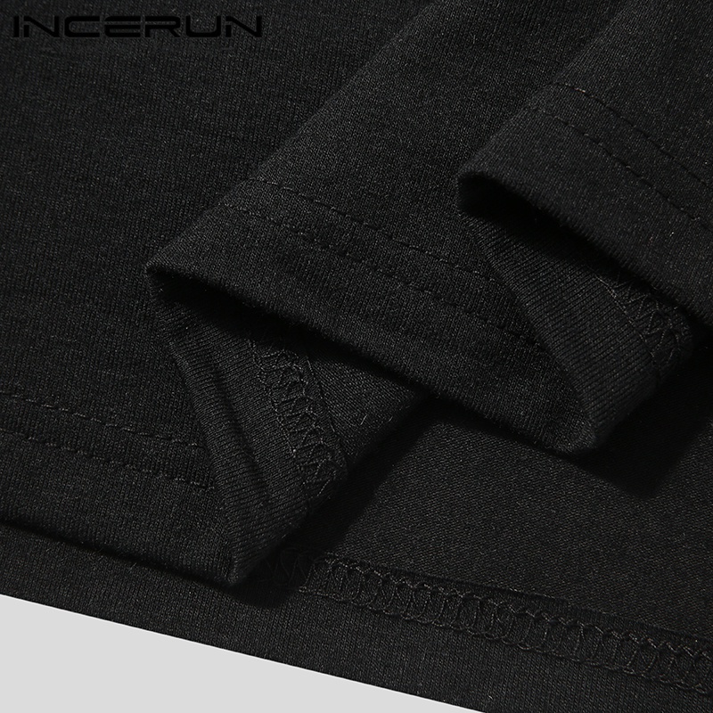 INCERUN Áo Thun Polo Tay Ngắn Dáng Rộng Phối Tua Rua Thiết Kế Đơn Giản Thời Trang Cho Nam