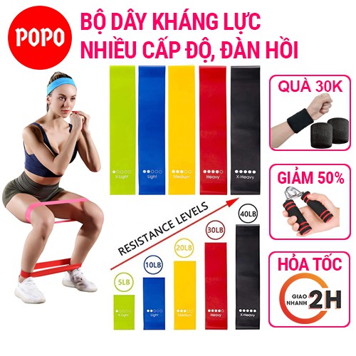 Dây kháng lực tập Yoga POPO YGB4 có vạch lực chất liệu co giãn đàn hồi cho tập thể hình