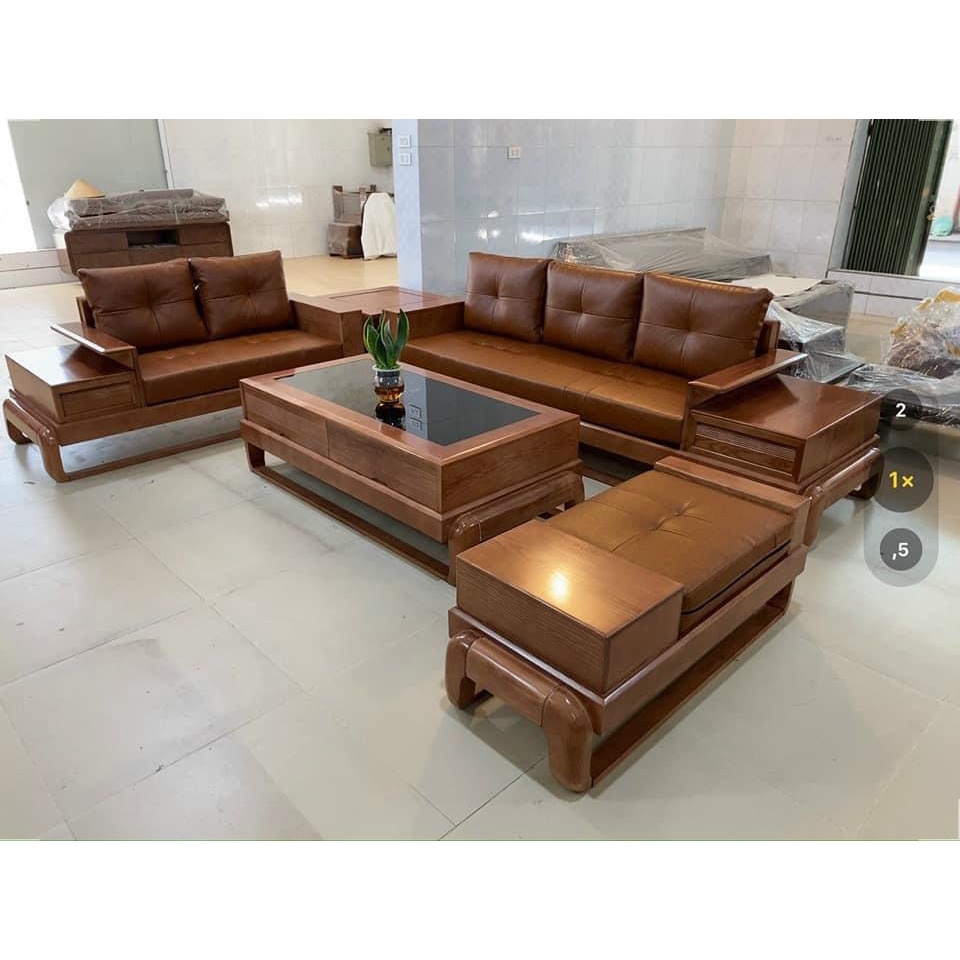 Đồ Gỗ Nội thất Phòng Khách Bộ bàn ghế phòng khách - Ghế đùi gà gỗ tần bì, sồi nga và hương xám, gõ hàng dày hơn chợ