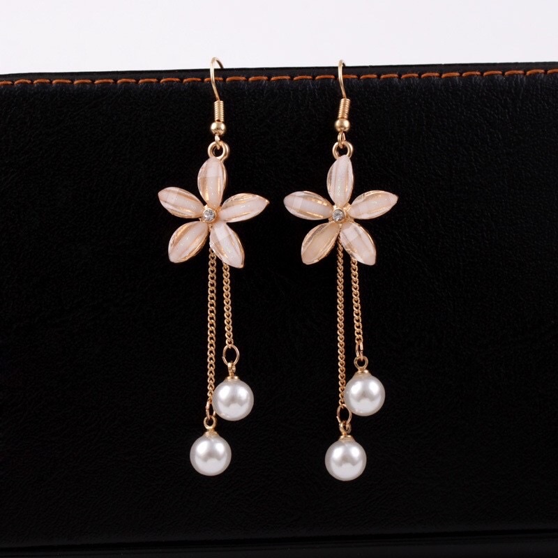 Khuyên Tai Hoa Pha Lê Dáng Dài Phong Cách Thời Trang Nữ